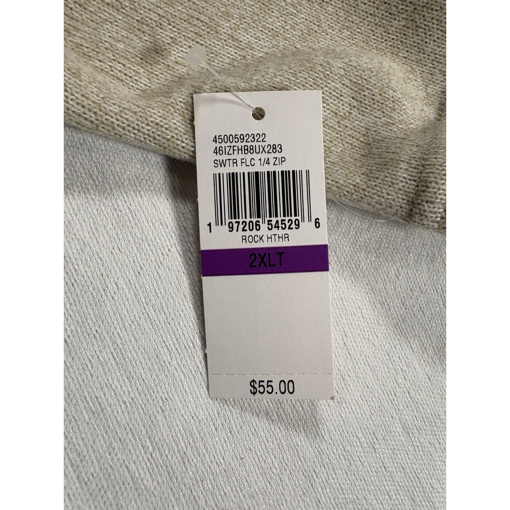 NEW Izod 1/4 Zip Fleece Long Sleeve Pullover Sweater Rock Heather Mens Size 2XLT - Picture 3 of 13